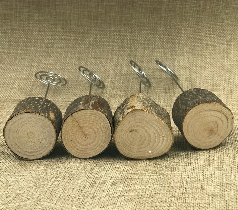 senover Rustic Real Wood Base Wedding Table Name Number Holder Party Decoration Card Holders Picture Memo Note Photo Clip Holder (10pcs Table Numbers) - Image 3